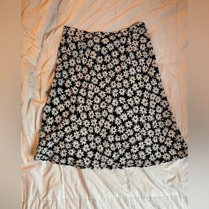 Black skirt with white floral pattern size small